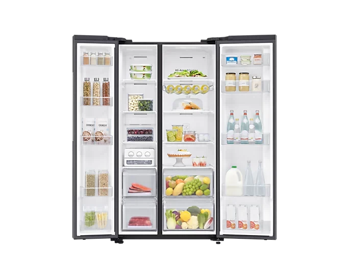 700L Side by Side Refrigerator With SpaceMax™(Black Matt) Samsung